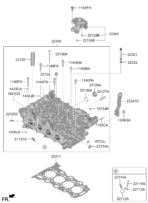 2023 Hyundai Sonata Cylinder Head Gasket Diagram for 22311-2S550