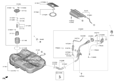 2023 Hyundai Sonata Fuel Tank Assembly Diagram for 31150-L0600