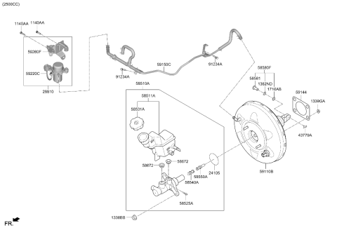 2023 Hyundai Sonata Brake Master Cylinder & Booster Diagram 2