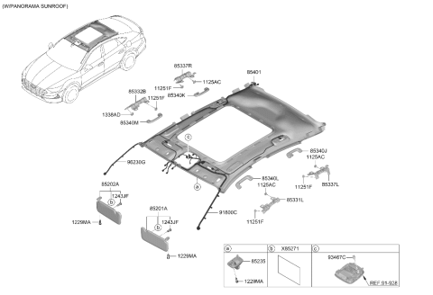2023 Hyundai Sonata Sunvisor & Head Lining Diagram 2
