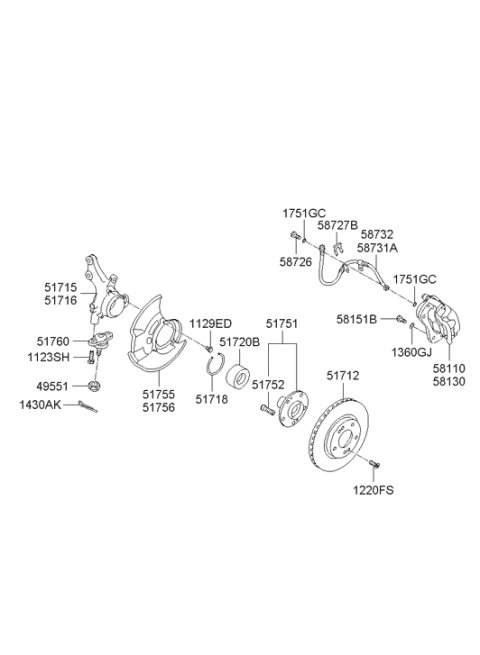 2006 Hyundai Elantra New Body Style (Produced After OCT.31.2006) Front Axle Diagram 2