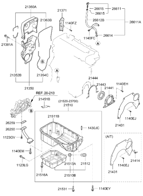 2006 Hyundai Elantra PAN-OIL,UPR Diagram for 21521-23700