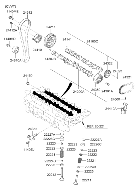 2006 Hyundai Elantra New Body Style (Produced After OCT.31.2006) Camshaft & Valve Diagram 2