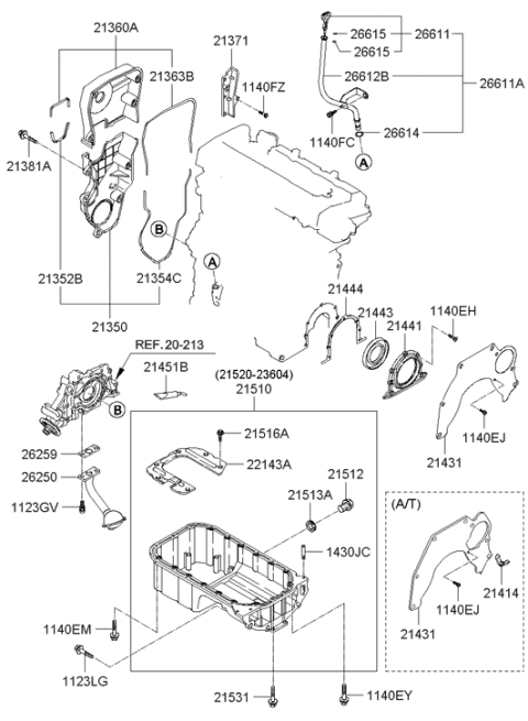 2010 Hyundai Elantra Belt Cover & Oil Pan Diagram 2