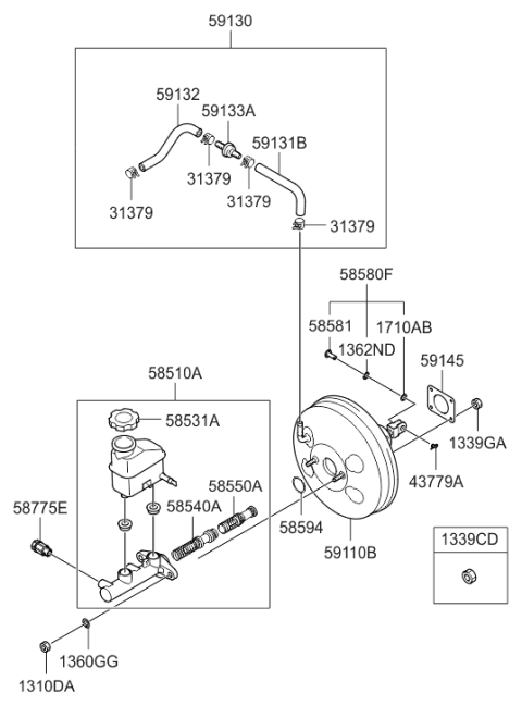 2010 Hyundai Elantra Brake Master Cylinder Assembly Diagram for 58510-2H500