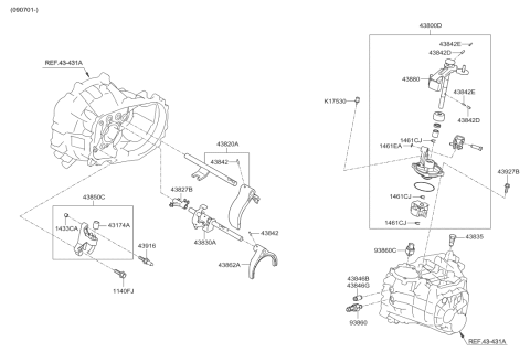 2007 Hyundai Elantra Gear Shift Control-Manual Diagram 3