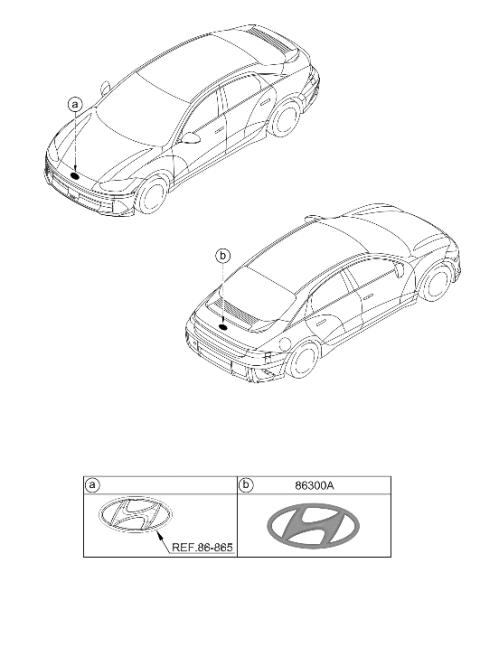2025 Hyundai Ioniq 6 Emblem Diagram for 86305-KL300