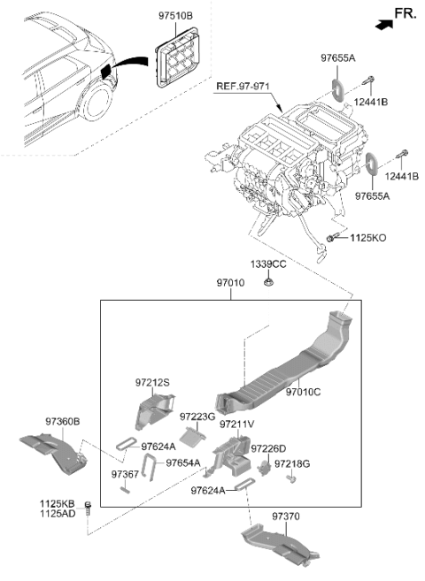 2025 Hyundai Ioniq 6 Air Extractor Grille Assembly Diagram for 97510-L1000