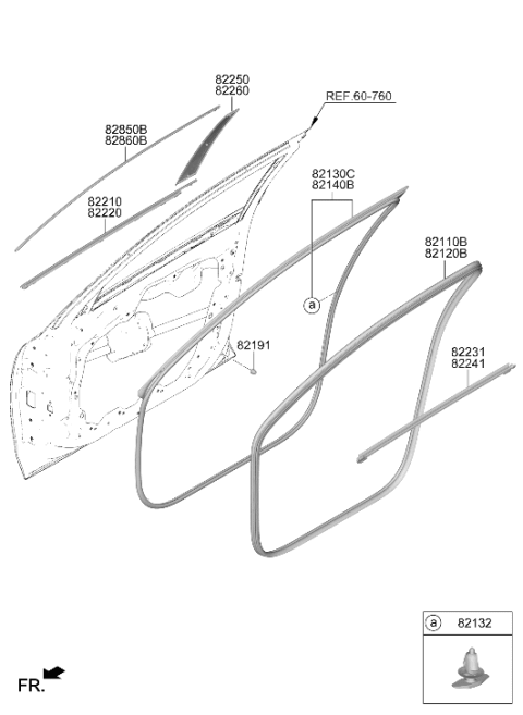 2023 Hyundai Ioniq 6 W/STRIP ASSY-FR DR SIDE LH Diagram for 82130-KL000