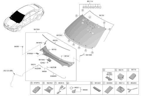 2025 Hyundai Ioniq 6 W/STRIP-HOOD Diagram for 86430-KL000