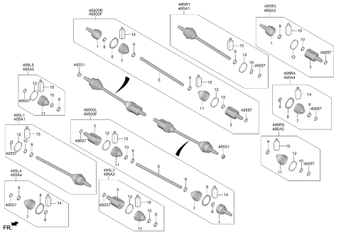 2024 Hyundai Ioniq 6 Joint Kit-Diff Side Left Hand Diagram for 495L3-GI050