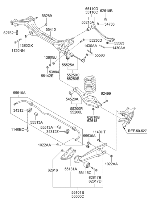 2007 Hyundai Entourage Arm Complete-Trailing,RH Diagram for 55101-4D000