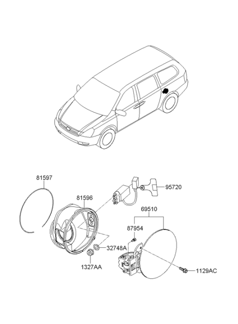 2006 Hyundai Entourage Opener Assembly-Fuel Filler Door Diagram for 95720-4D000