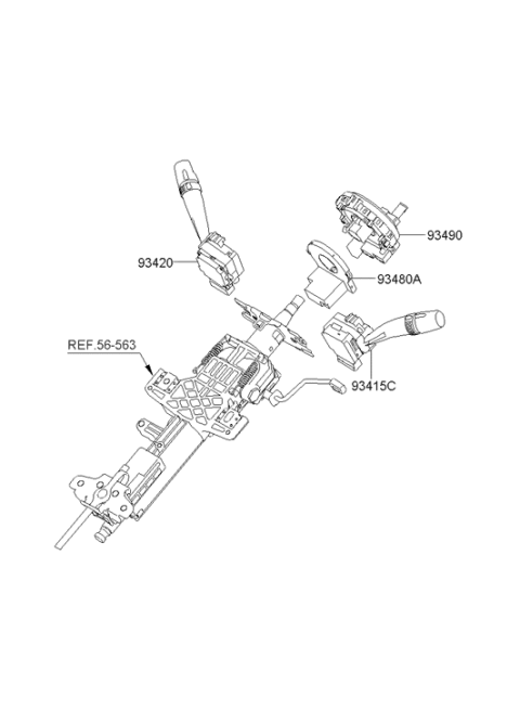 2006 Hyundai Entourage Lighting & Turn Signal Switch Assembly Diagram for 93410-4D200