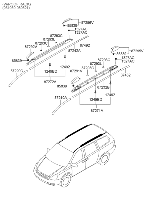 2006 Hyundai Entourage Produced After OCT.30.2006 Roof Garnish & Rear Spoiler Diagram 2