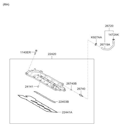 2006 Hyundai Entourage Produced After OCT.30.2006 Rocker Cover Diagram 2