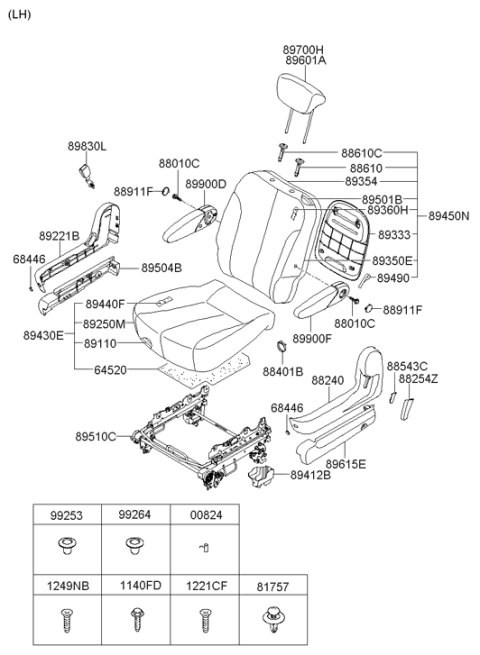 2007 Hyundai Entourage Cover-2ND Back Anti Noise,LH Diagram for 89354-4D110