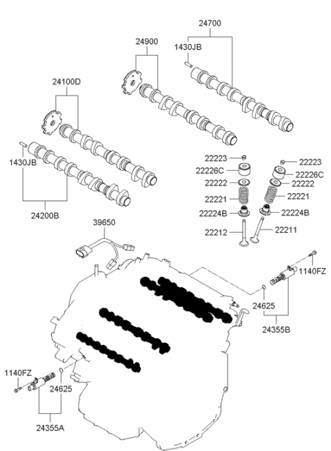 2006 Hyundai Entourage Produced After OCT.30.2006 Camshaft & Valve Diagram 2
