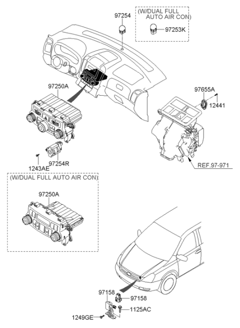 2006 Hyundai Entourage Heater Control Assembly Diagram for 97250-4D201-VA