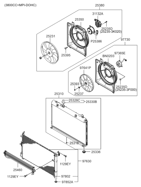 2007 Hyundai Entourage Blower Assembly Diagram for 25380-4D900
