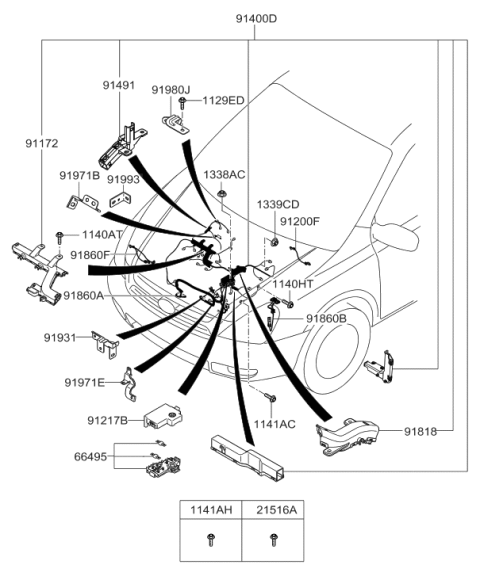 2008 Hyundai Entourage Wiring Assembly Battery (+) Diagram for 91855-4D011