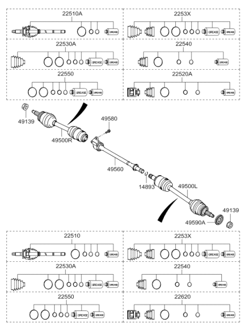 2007 Hyundai Entourage Boot Set Diagram for 49593-4D000