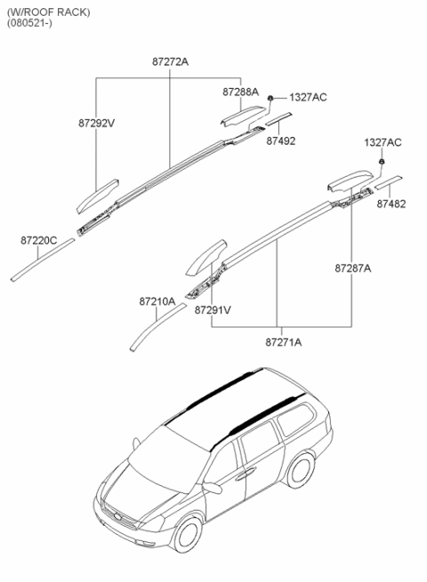 2006 Hyundai Entourage Produced After OCT.30.2006 Roof Garnish & Rear Spoiler Diagram 3