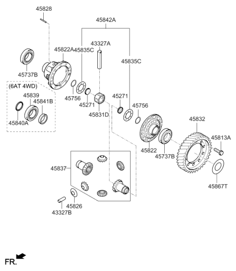 2014 Hyundai Tucson Bearing-Transfer Driven Gear Diagram for 45829-3B700