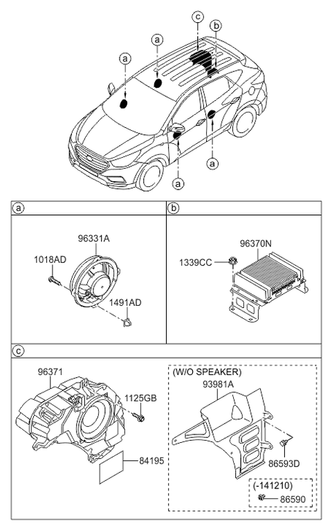 2014 Hyundai Tucson Extension Amp Assembly Diagram for 96370-2S600
