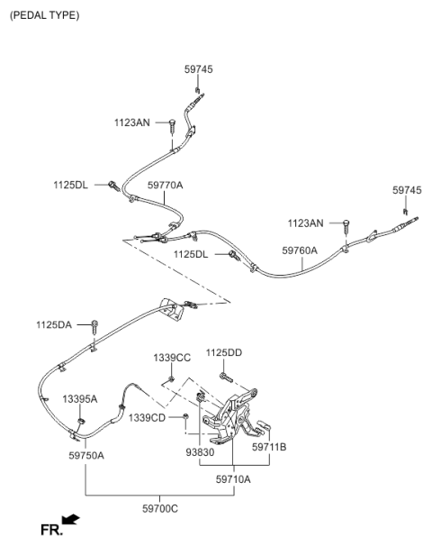 2015 Hyundai Tucson Parking Brake Cable Assembly Left Hand Diagram for 59760-2S250