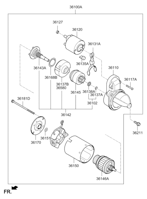 2015 Hyundai Tucson Clutch-Over Running Diagram for 36145-2E121