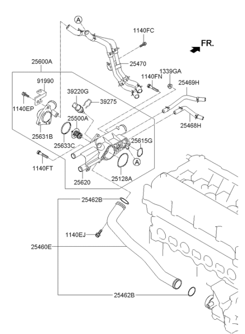 2014 Hyundai Tucson Coolant Pipe & Hose Diagram 2
