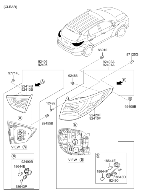2014 Hyundai Tucson Lens & Housing-Rear Combination Inside Lamp,LH Diagram for 92430-2S520