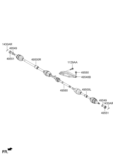 2014 Hyundai Tucson Shaft Assembly Drive Left Hand Diagram for 49500-2S610