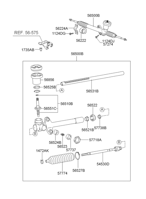2000 Hyundai Accent Ball Joint Assembly,Inner Diagram for 56540-25000