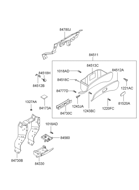 2002 Hyundai Accent Ashtray Assembly Diagram for 84550-25000