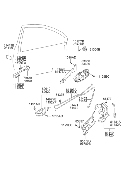 2000 Hyundai Accent Actuator -Rear Door Locking,LH Diagram for 95755-25010