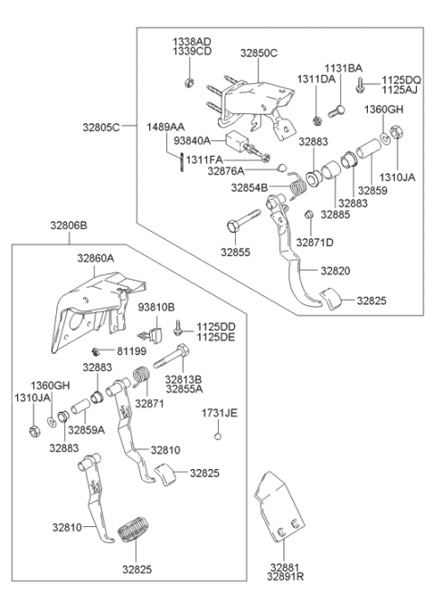 2006 Hyundai Accent Pad Pedal Diagram for 32825-24700