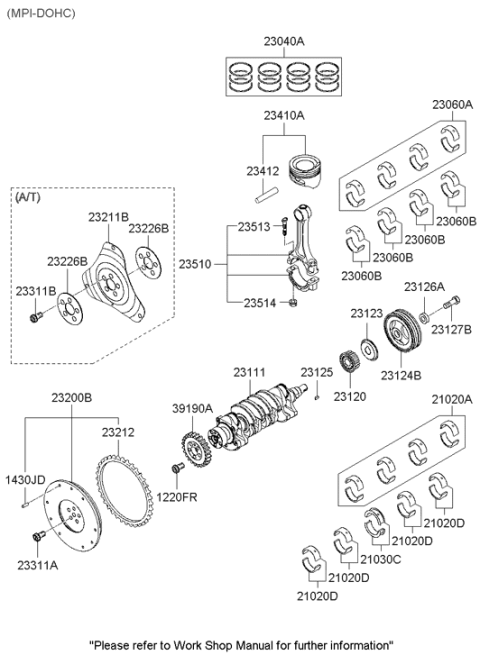 2003 Hyundai Accent Bolt-Flywheel Diagram for 23311-11100