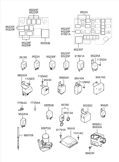 2002 Hyundai Accent Transmitter Assembly Diagram for 95430-25200