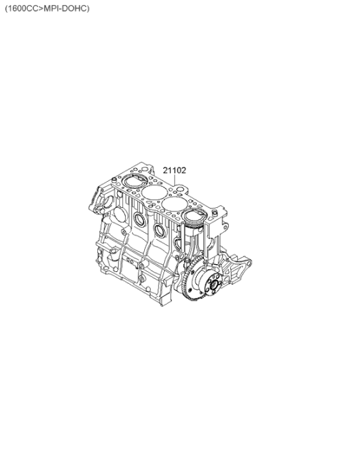 2006 Hyundai Accent Old Body Style Short Engine Assy Diagram 2
