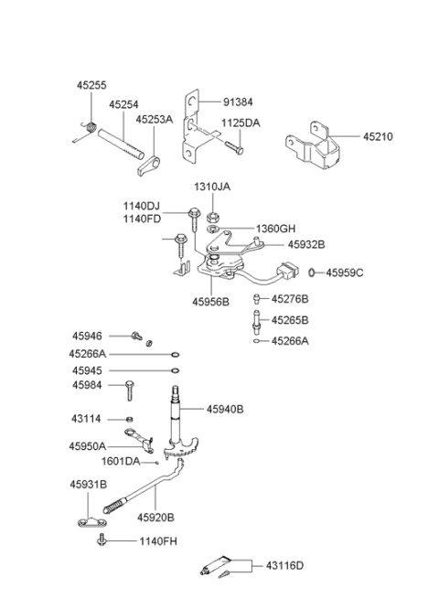 2002 Hyundai Accent Transaxle Mounting Bracket Assembly Diagram for 45210-22700