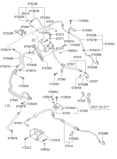1999 Hyundai Accent Clip-Tube Diagram for 57262-25000