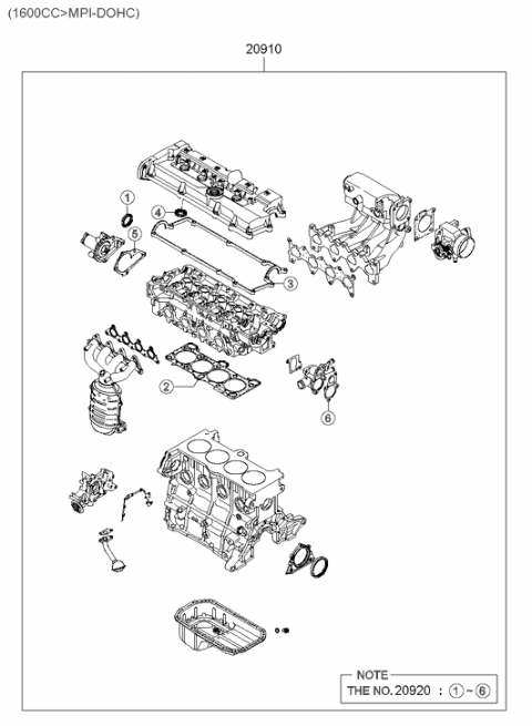 2006 Hyundai Accent Old Body Style Engine Gasket Kit Diagram 2