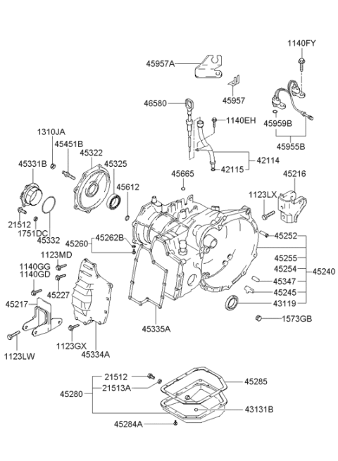 1999 Hyundai Accent Oil Level Gauge Diagram for 46580-22702