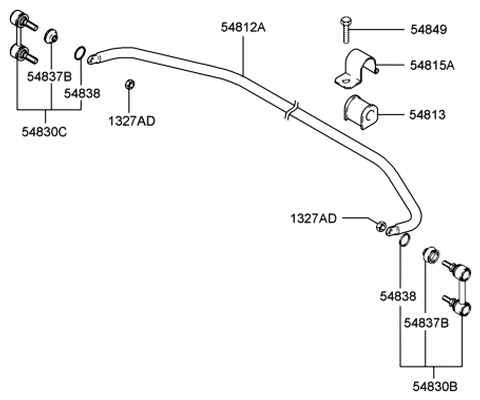 2000 Hyundai Accent Stabilizer Bar Bracket Diagram for 54814-25000