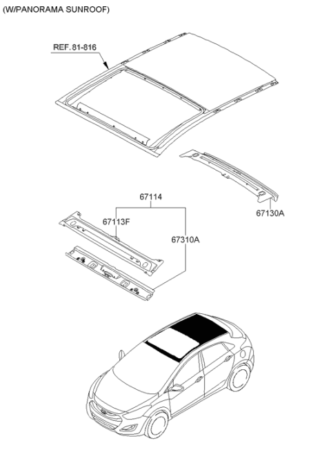 2014 Hyundai Elantra GT Roof Panel Diagram 2