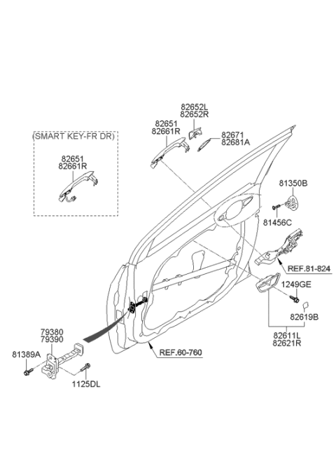 2013 Hyundai Elantra GT Exterior Door Handle Assembly Diagram for 82651-A5050