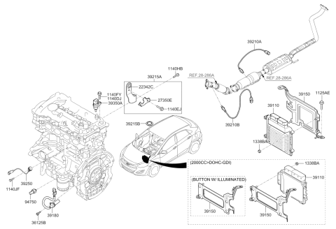2014 Hyundai Elantra GT Engine Control Module Unit Diagram for 39131-2EGE0