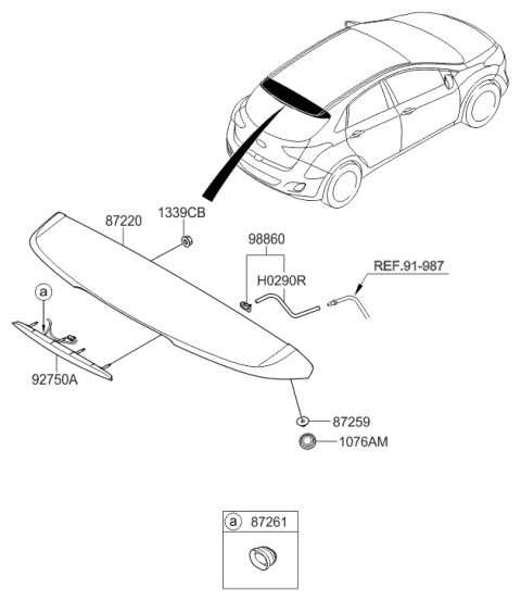 2013 Hyundai Elantra GT Rear Spoiler Diagram for 87211-A5100